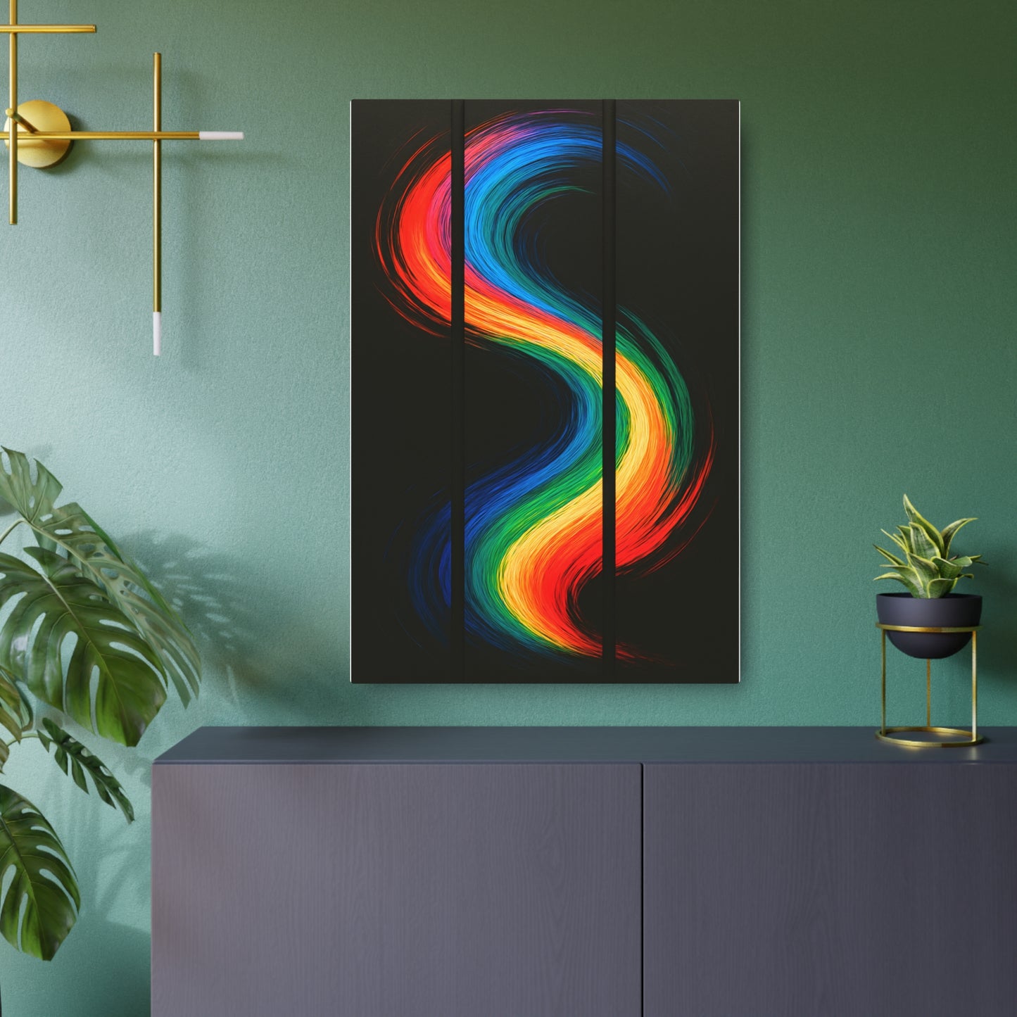 Vibrant Rainbow Metal Art - Weave Design