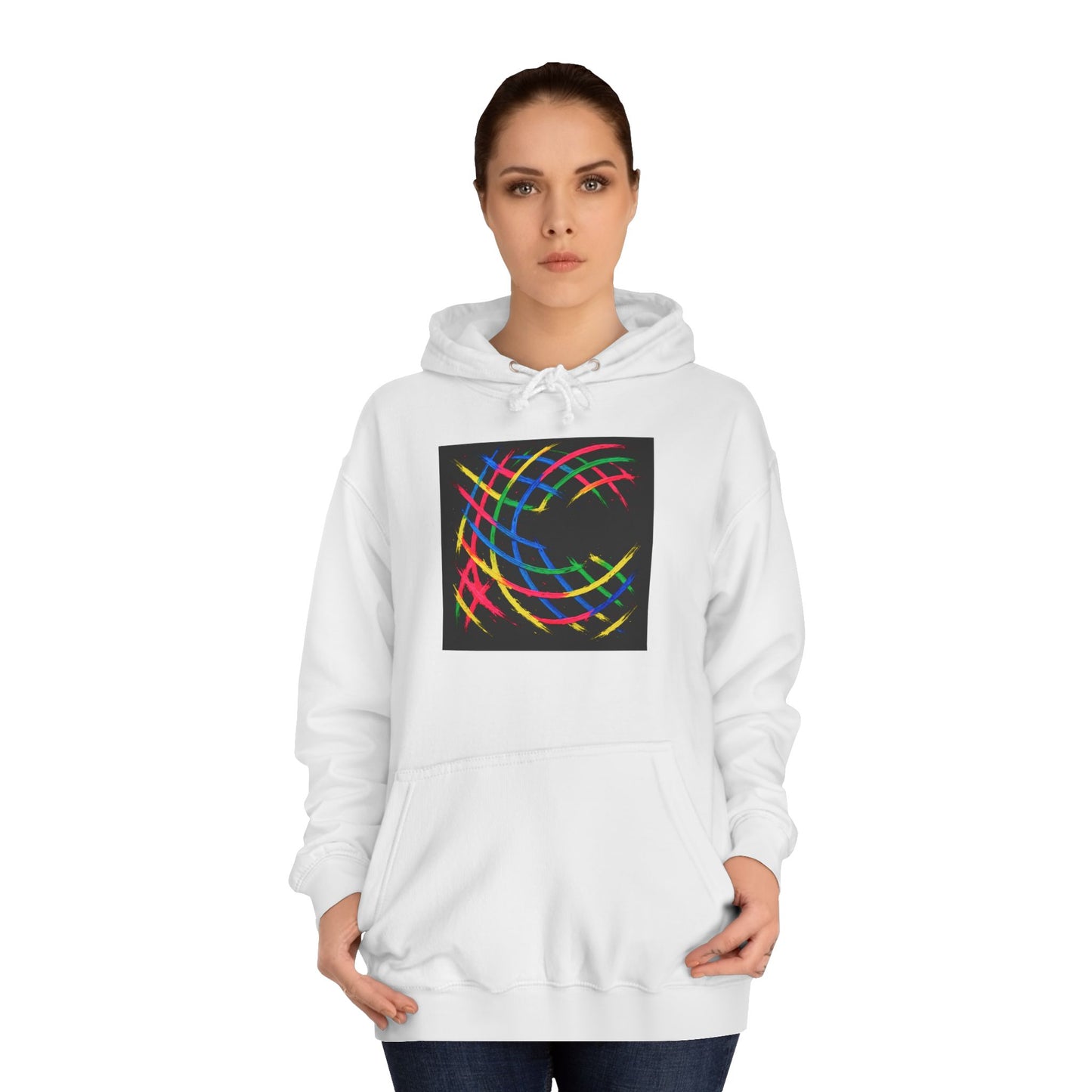 Vibrant Abstract Hooded Sweatshirt - Weave Design
