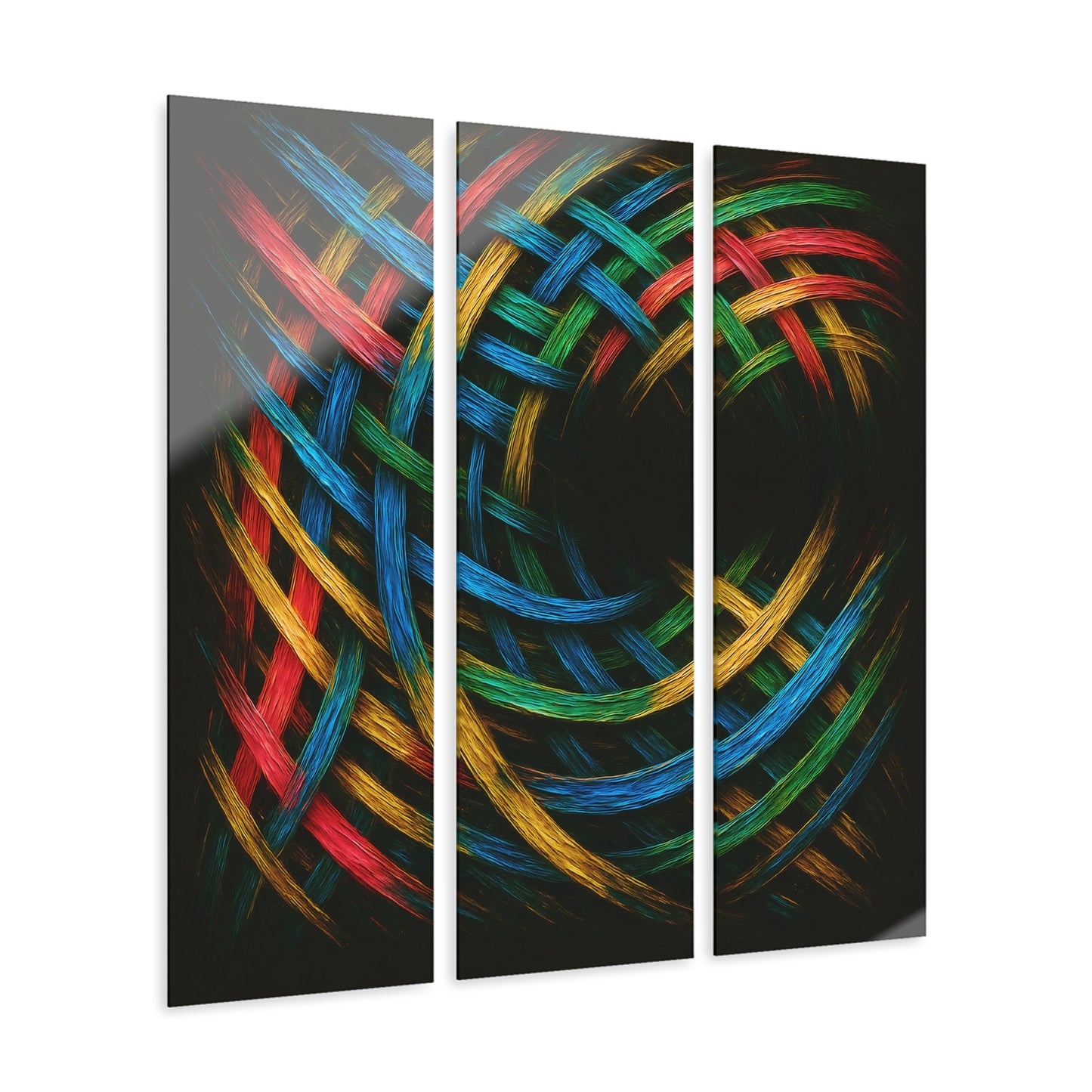Vibrant Acrylic Triptych Wall Art - Weave Design