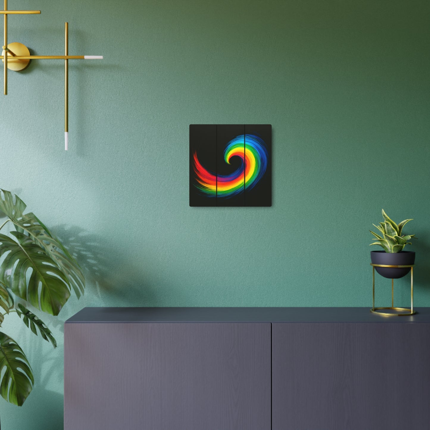 Vibrant Wave Metal Art - Cyclone Design