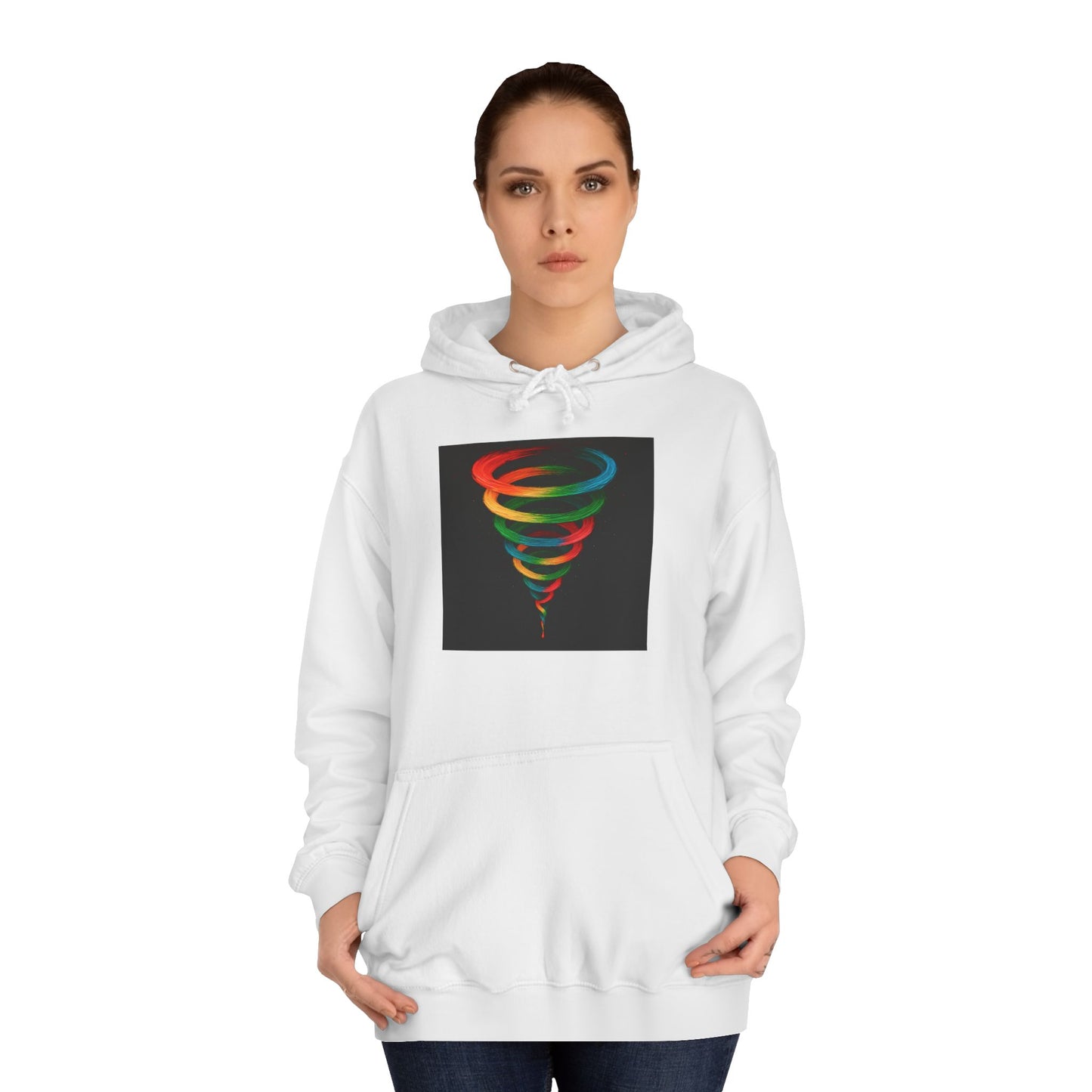 Colorful Tornado Unisex College Hoodie - Cyclone Design