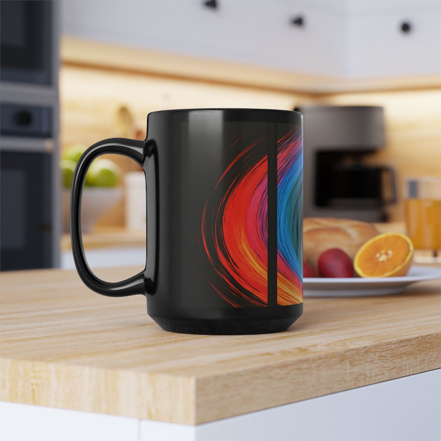 Colorful Swirl Ceramic Coffee Black Mug - Weave Design