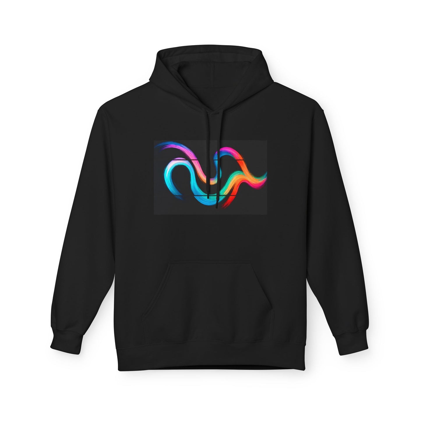 Colorful Wave Fleece Hoodie - Weave Design