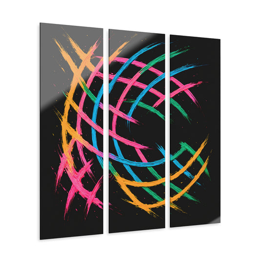 Vibrant Triptych Acrylic Prints for Modern Spaces - Weave Design