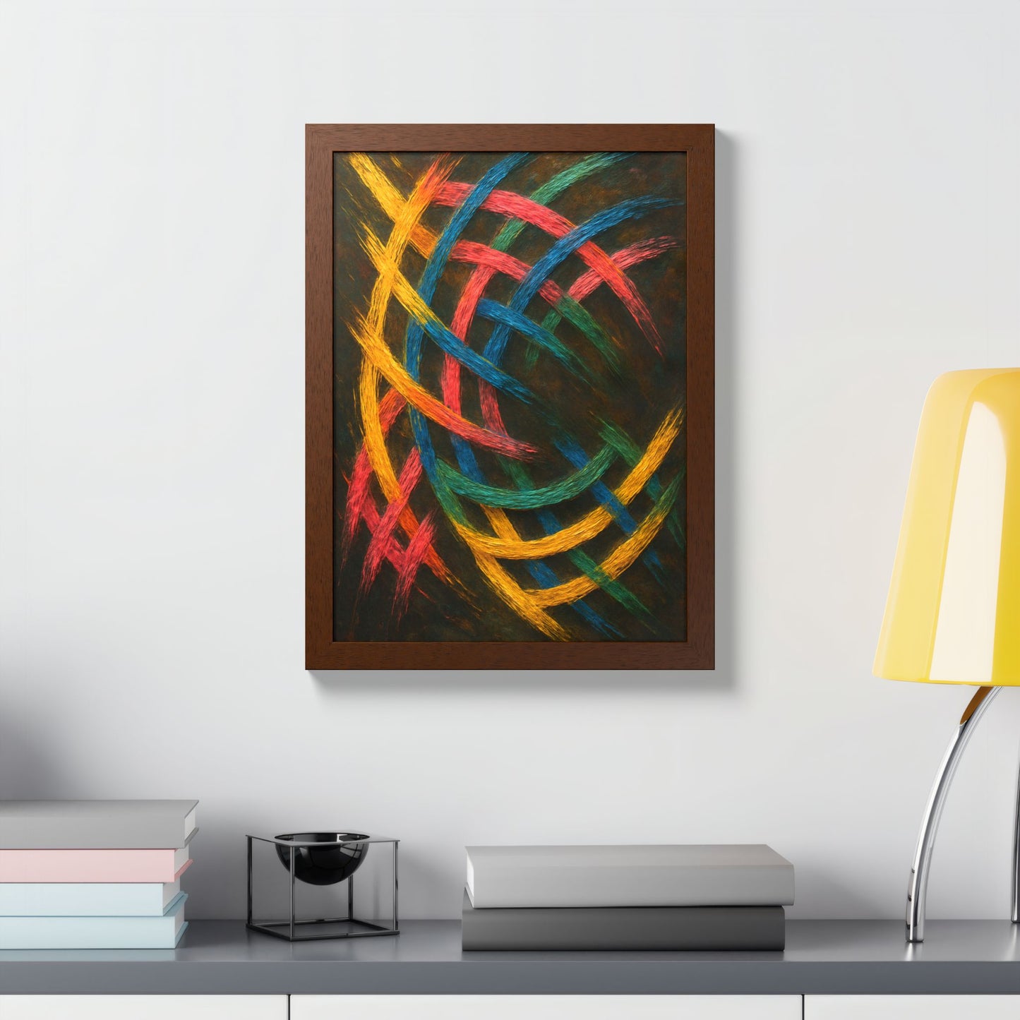 Vibrant Abstract wooden Framed Wall Art - Weave Design