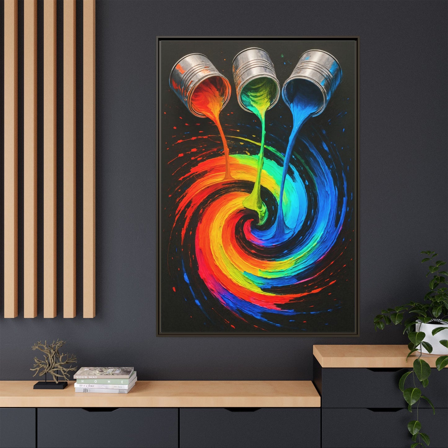 Colorful Abstract Wall Art Framed Canvas Print  - Melt Design