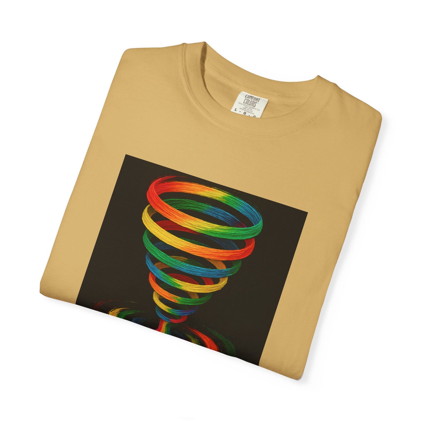 Vibrant Unisex T-Shirt with Colorful Tornado Design - Cyclone Design