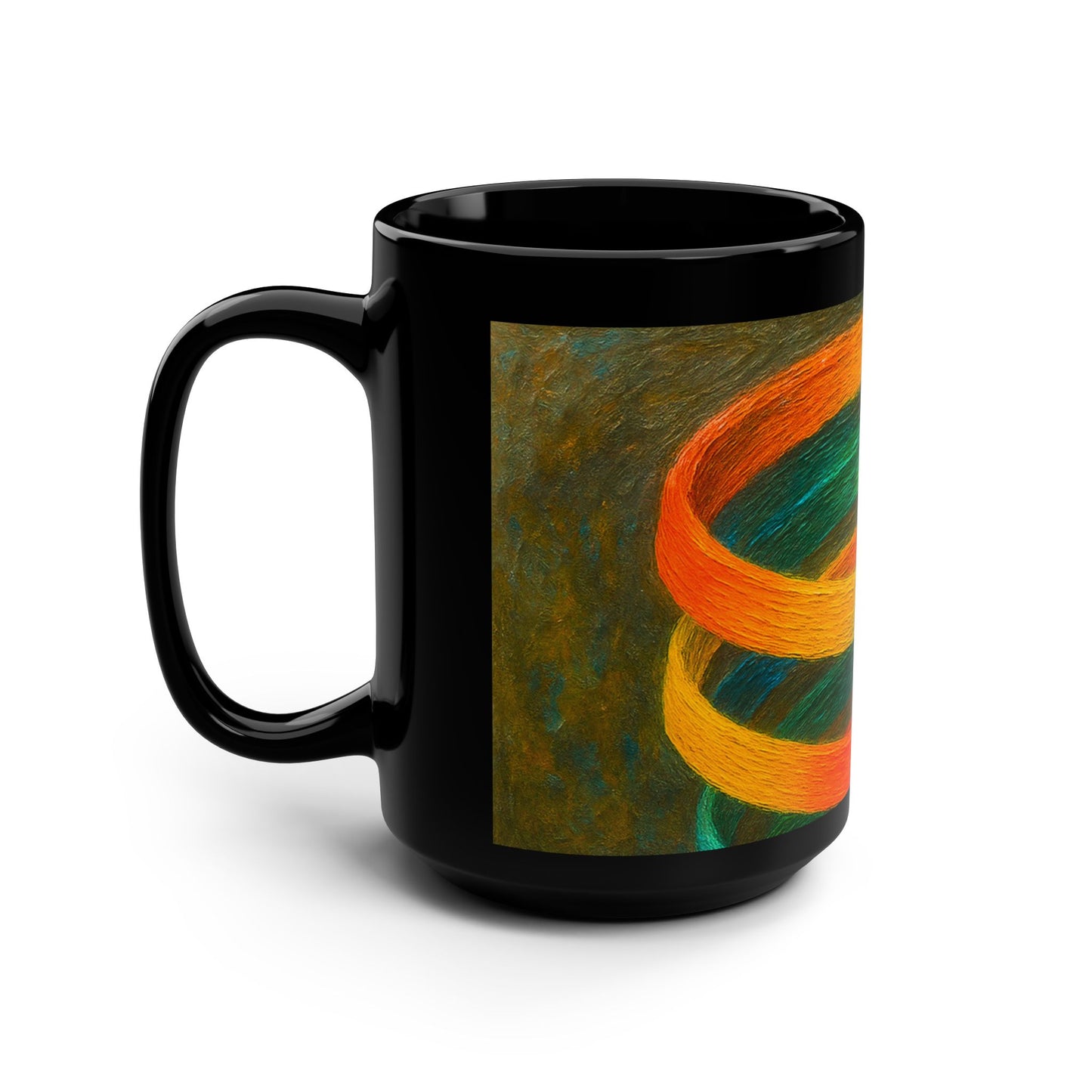 Colorful Swirls Black Mug - Cyclone Design
