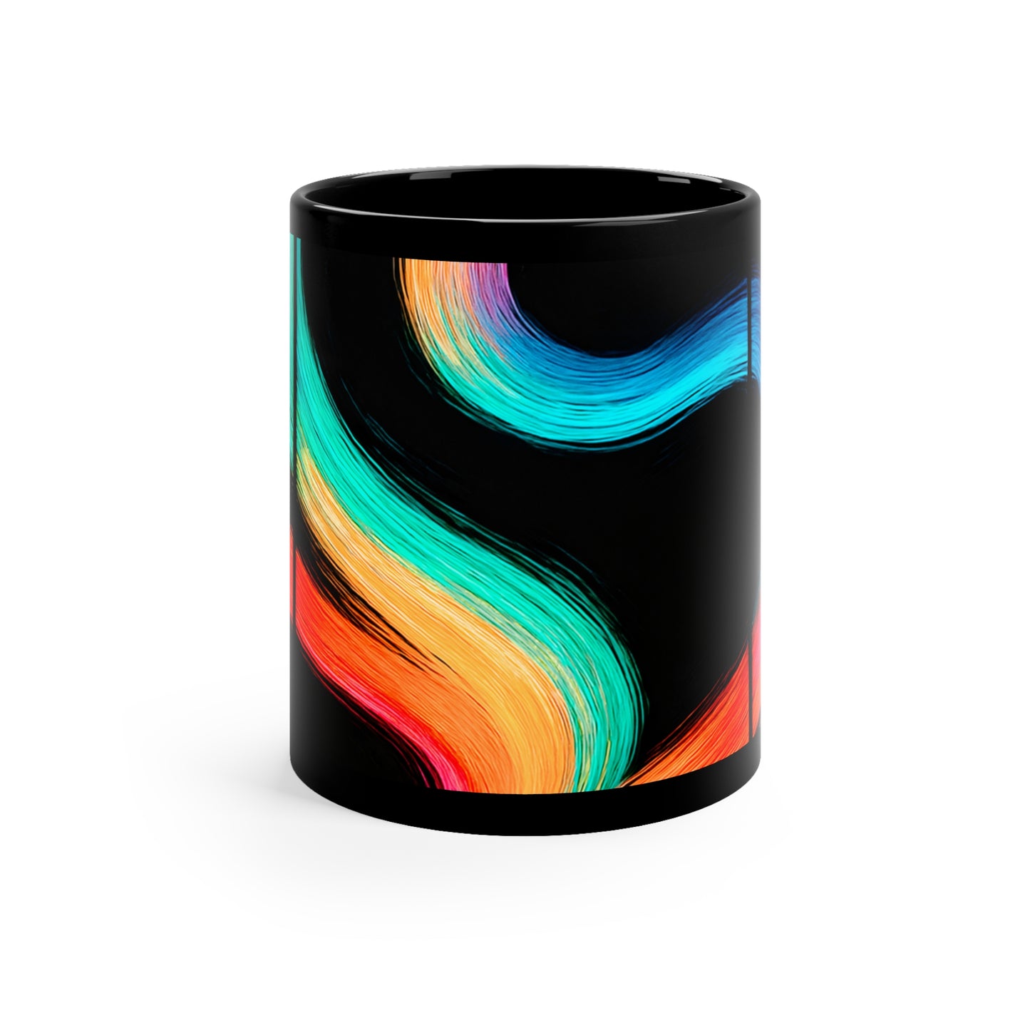 Colorful Artistic Black Coffee Mug - Weave Design