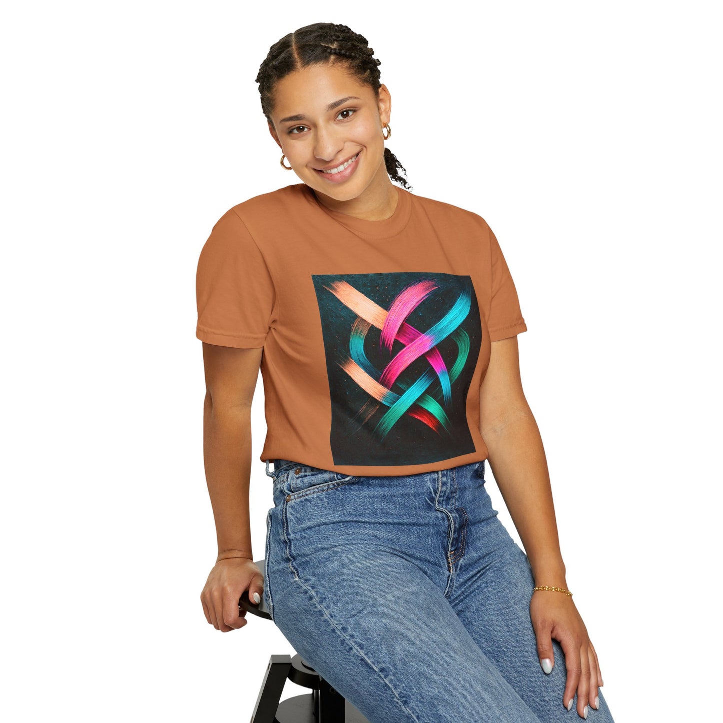 Vibrant Artistic Unisex Garment-Dyed T-shirt - Weave Design