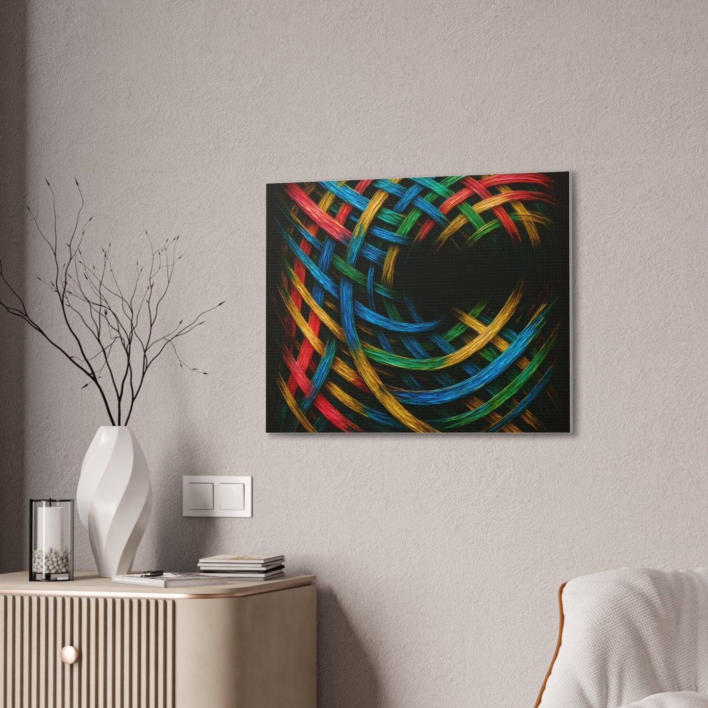 Vibrant Abstract Canvas Art - Weave Design