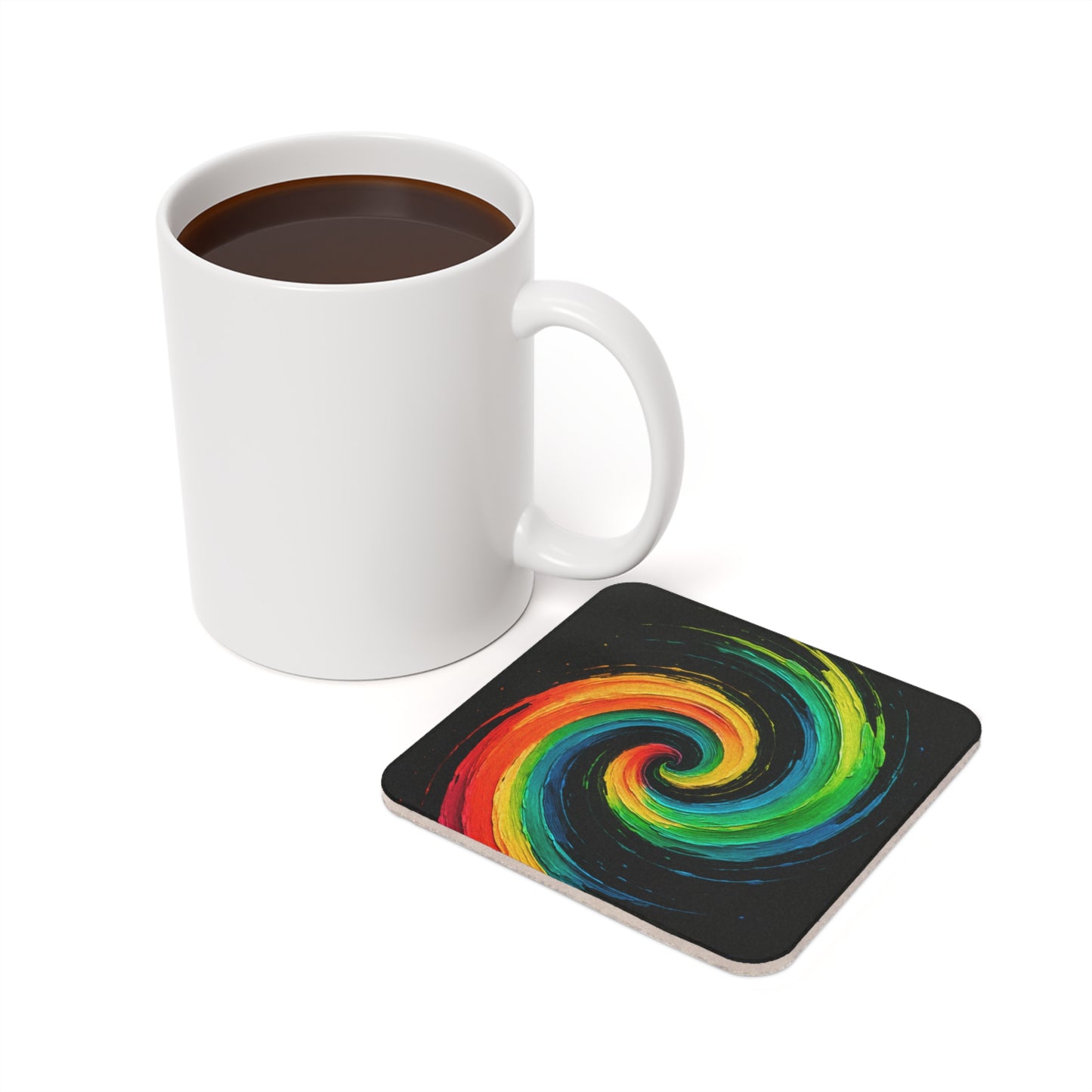 Vibrant Cork Back Coaster - Cyclone Design