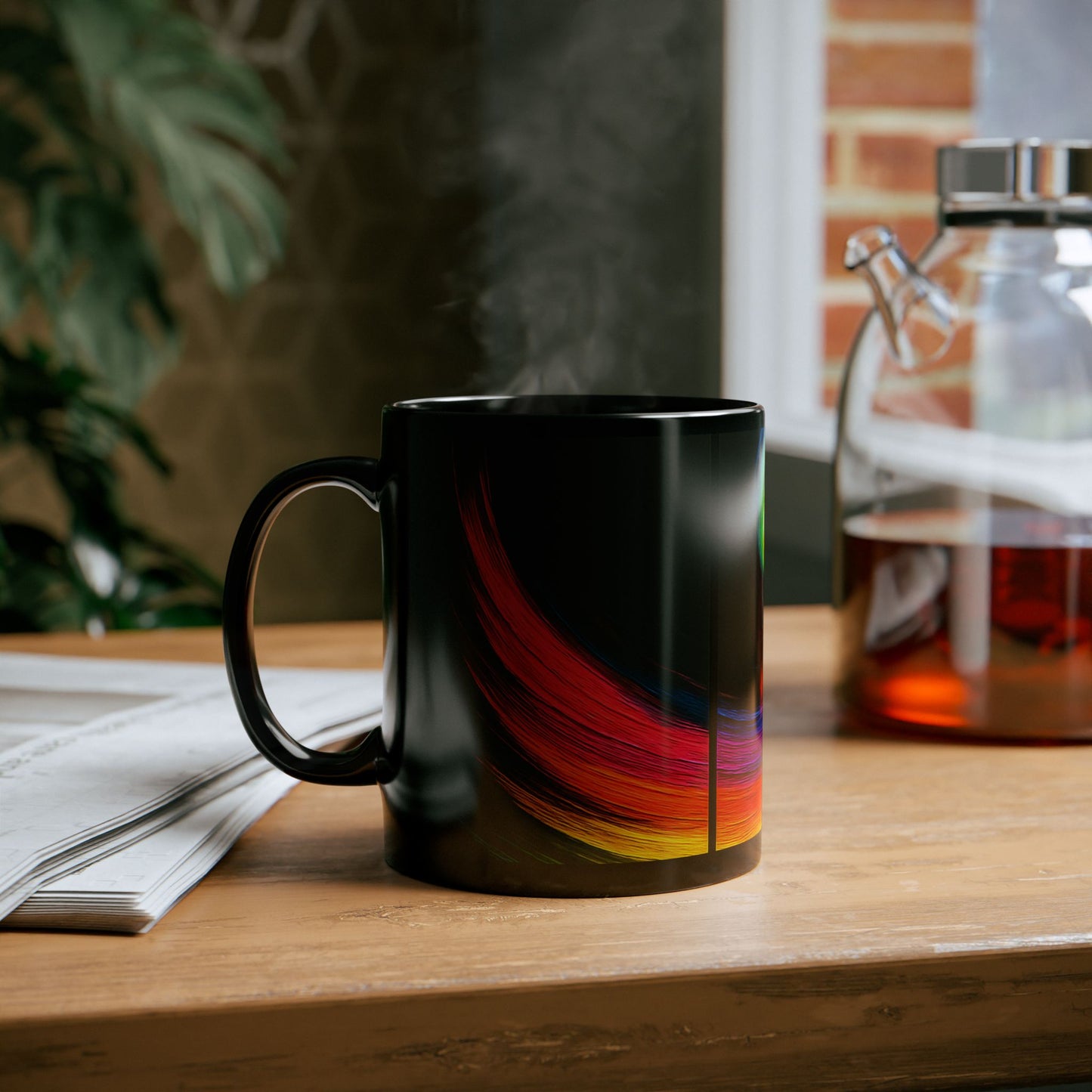 Unique Ceramic Black Mug - Cyclone Design