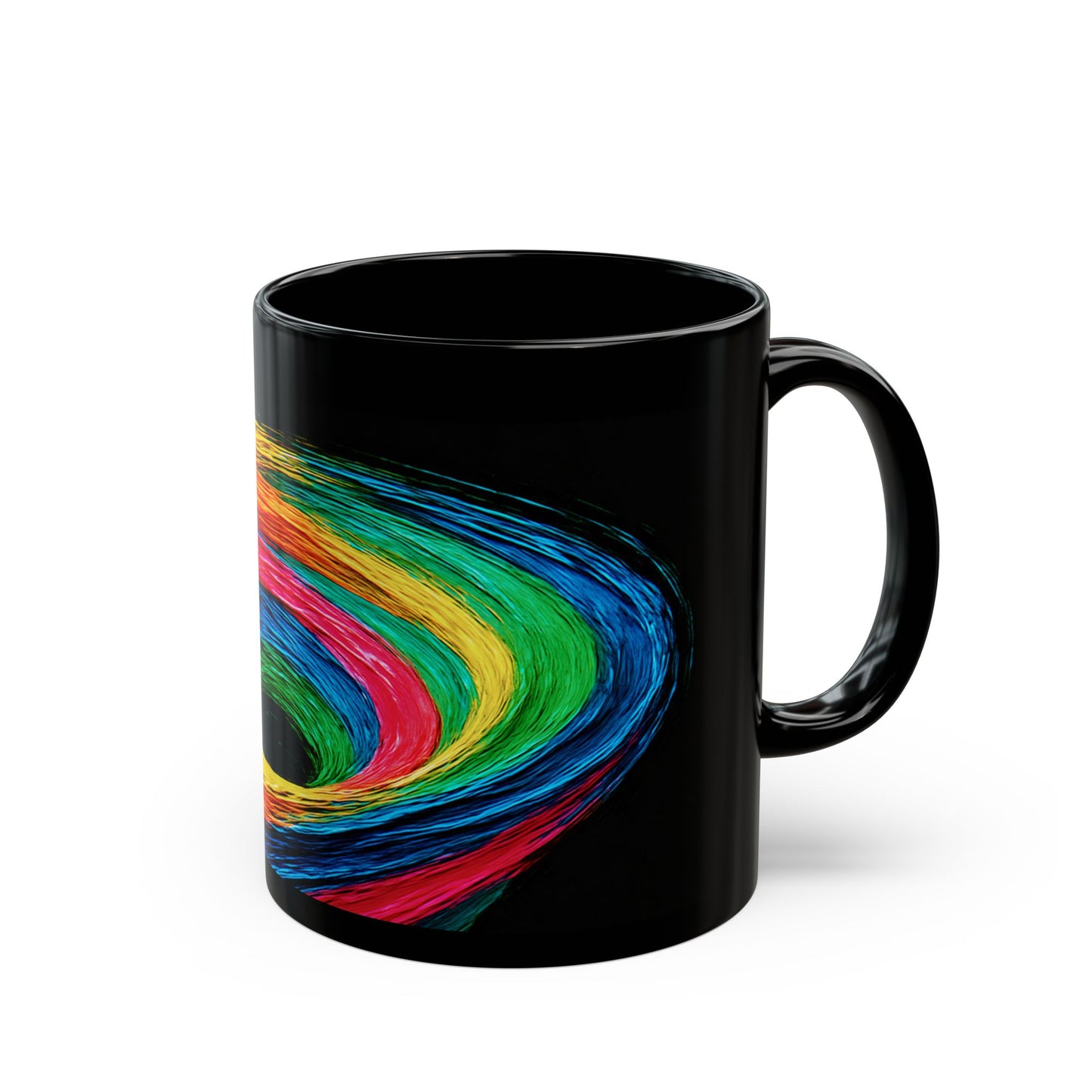 Colorful Swirl Black  Artisanal Mug - Cyclone Design