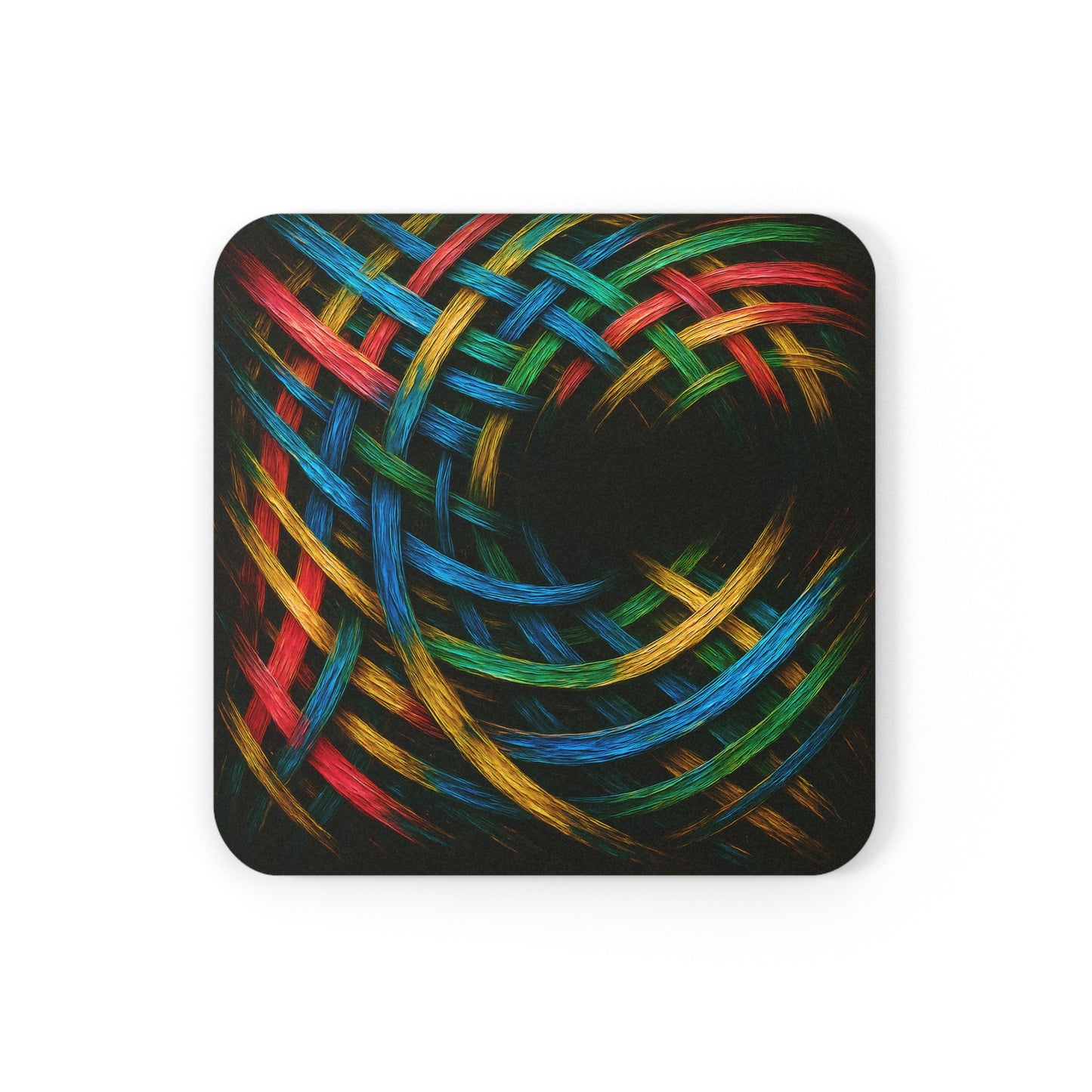 Colorful Woven Cork Back Coasters - Weave Design