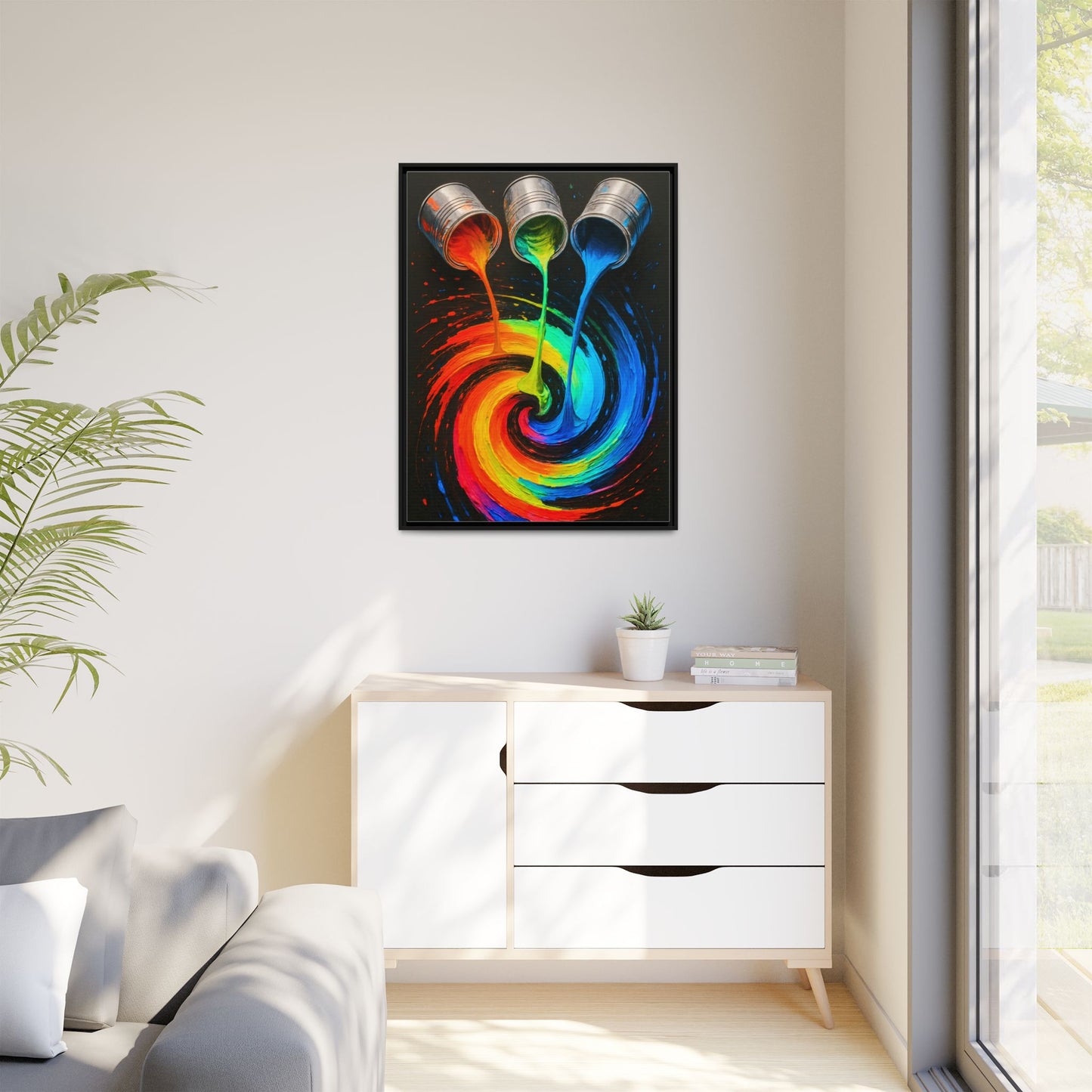 Colorful Abstract Wall Art Framed Canvas Print  - Melt Design