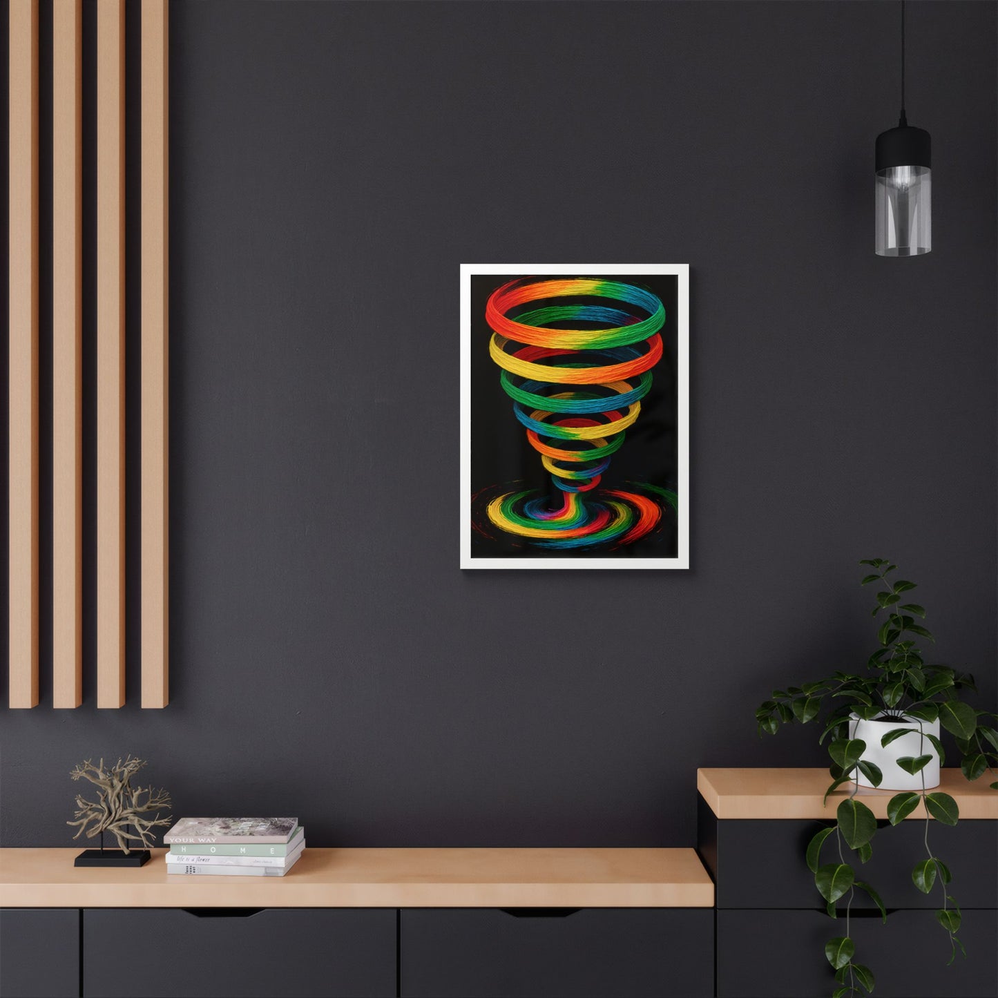 Vibrant Spiral Framed Wall Art - Cyclone Design