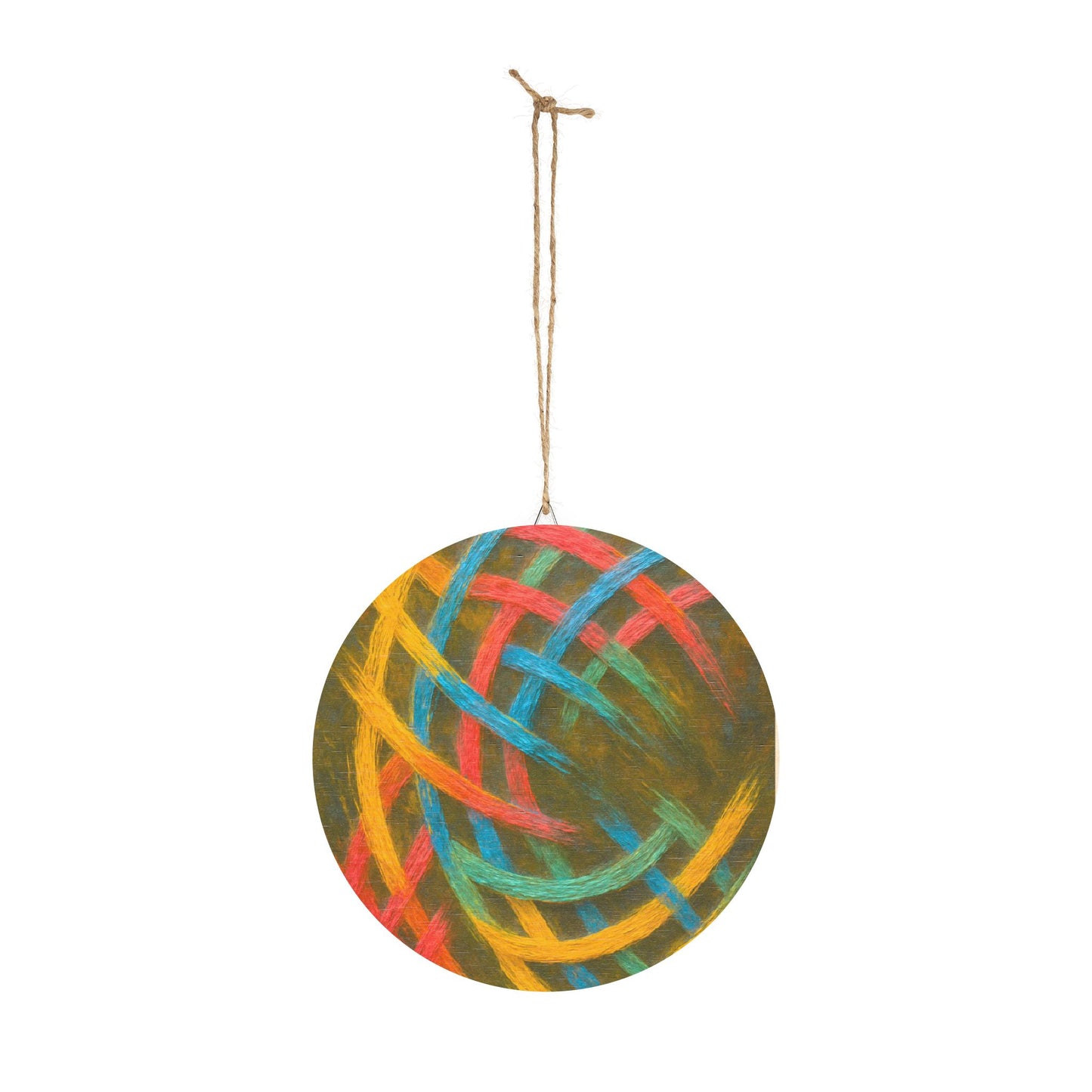 Colorful Circular Weave Art Wood Print