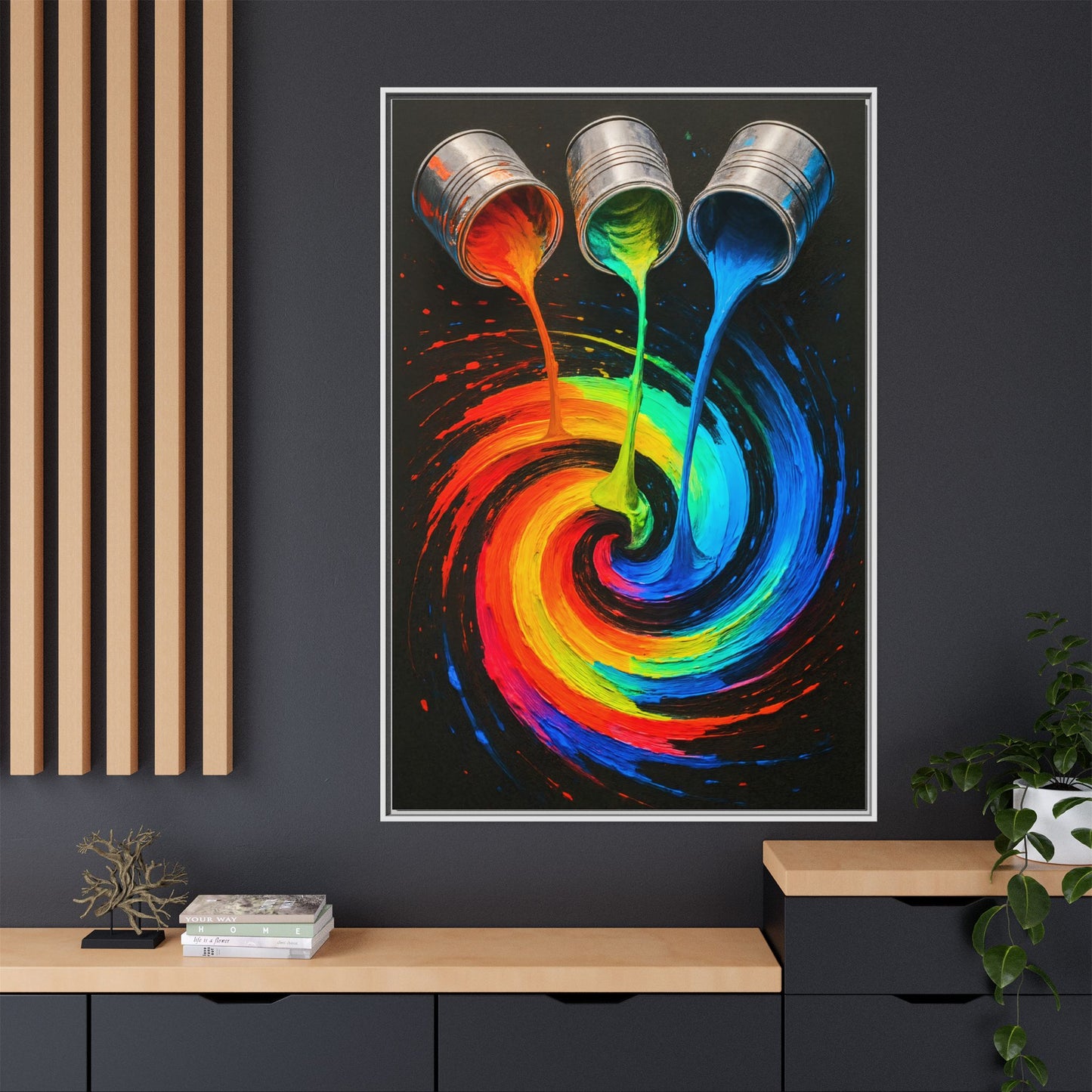 Colorful Abstract Wall Art Framed Canvas Print  - Melt Design