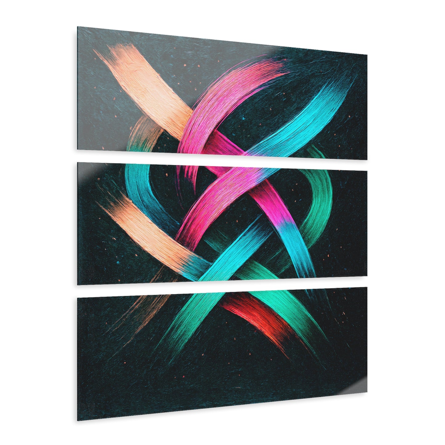 Vibrant Acrylic Triptych Wall Art -  Weave Design