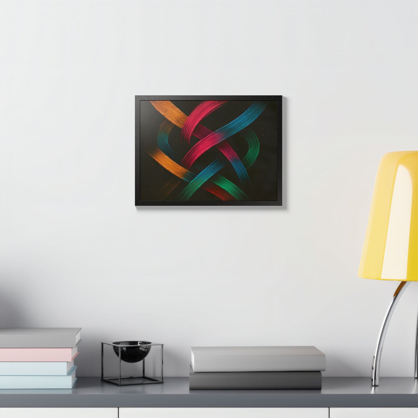 Vibrant Wooden Framed  Gallery Wall Art - Weave Design