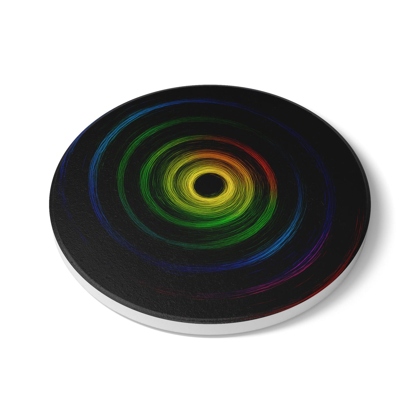 Vibrant Spiral Ceramic Coaster - Cyclone Design
