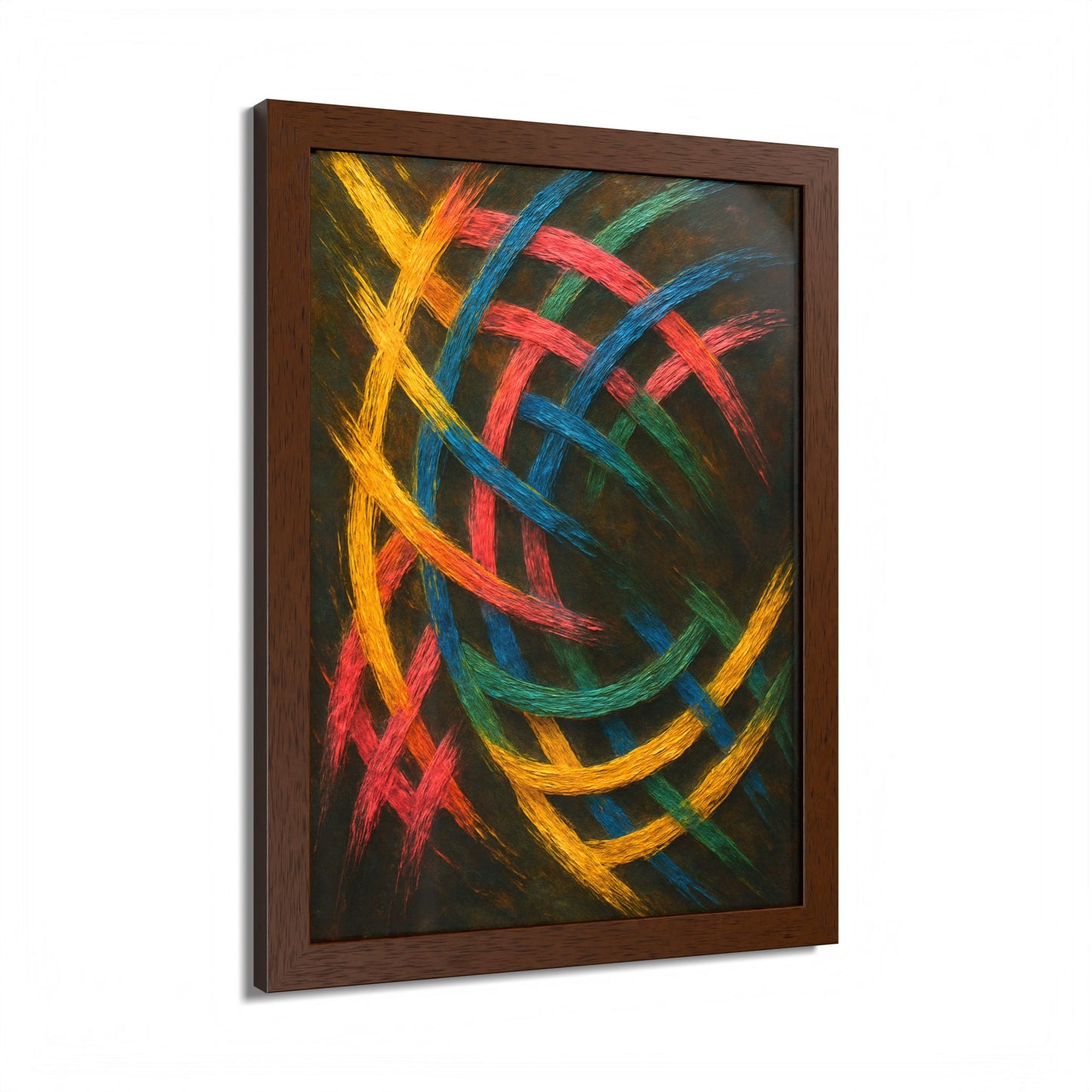 Vibrant Abstract wooden Framed Wall Art - Weave Design