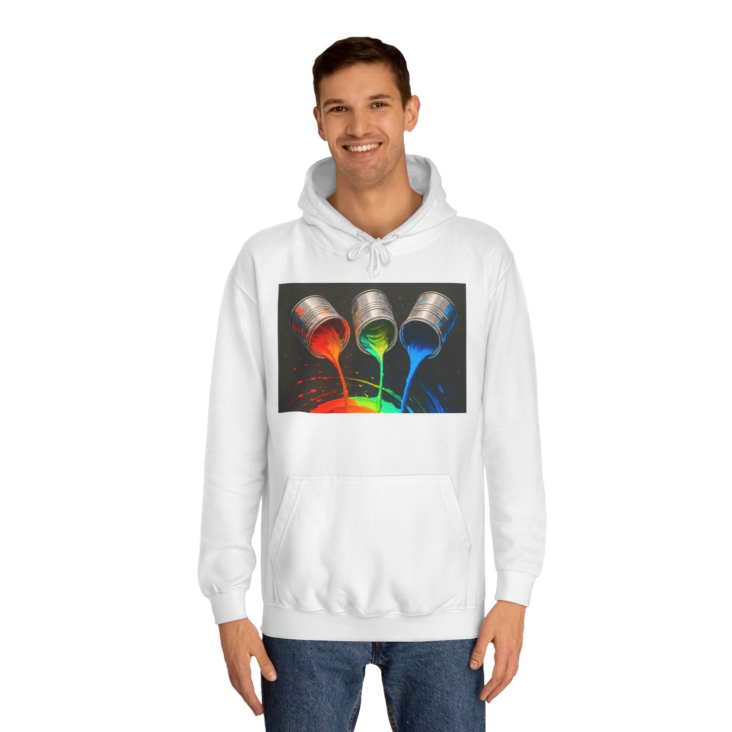 Colorful Paint Pour Unisex College Hoodie - Melt Design