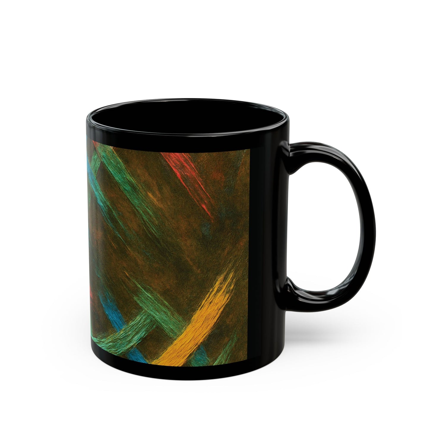 Vibrant Weave Design Black Mug (11oz, 15oz)