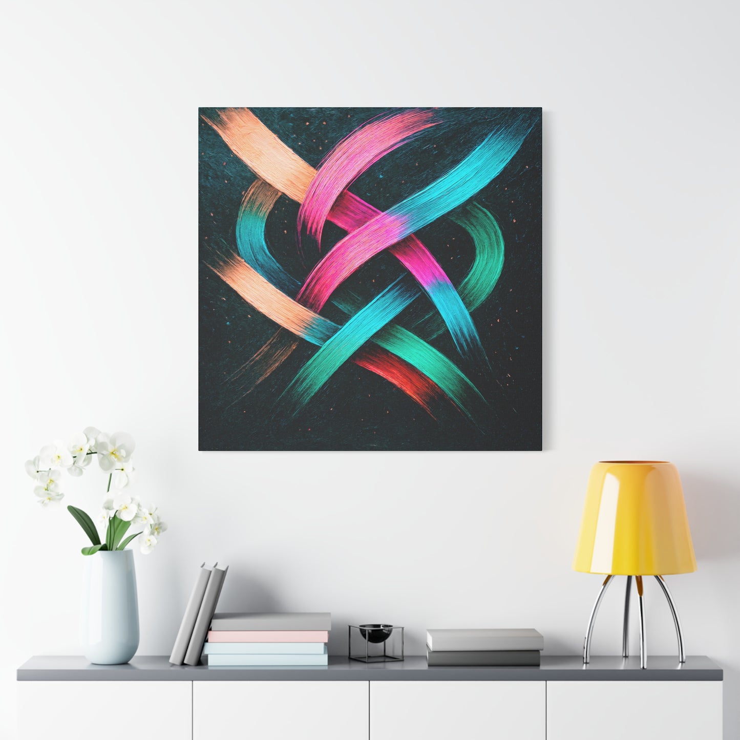 Colorful Abstract Canvas Art Print - Weave Design