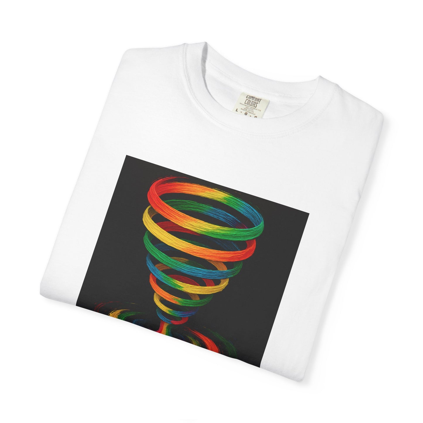 Vibrant Unisex T-Shirt with Colorful Tornado Design - Cyclone Design