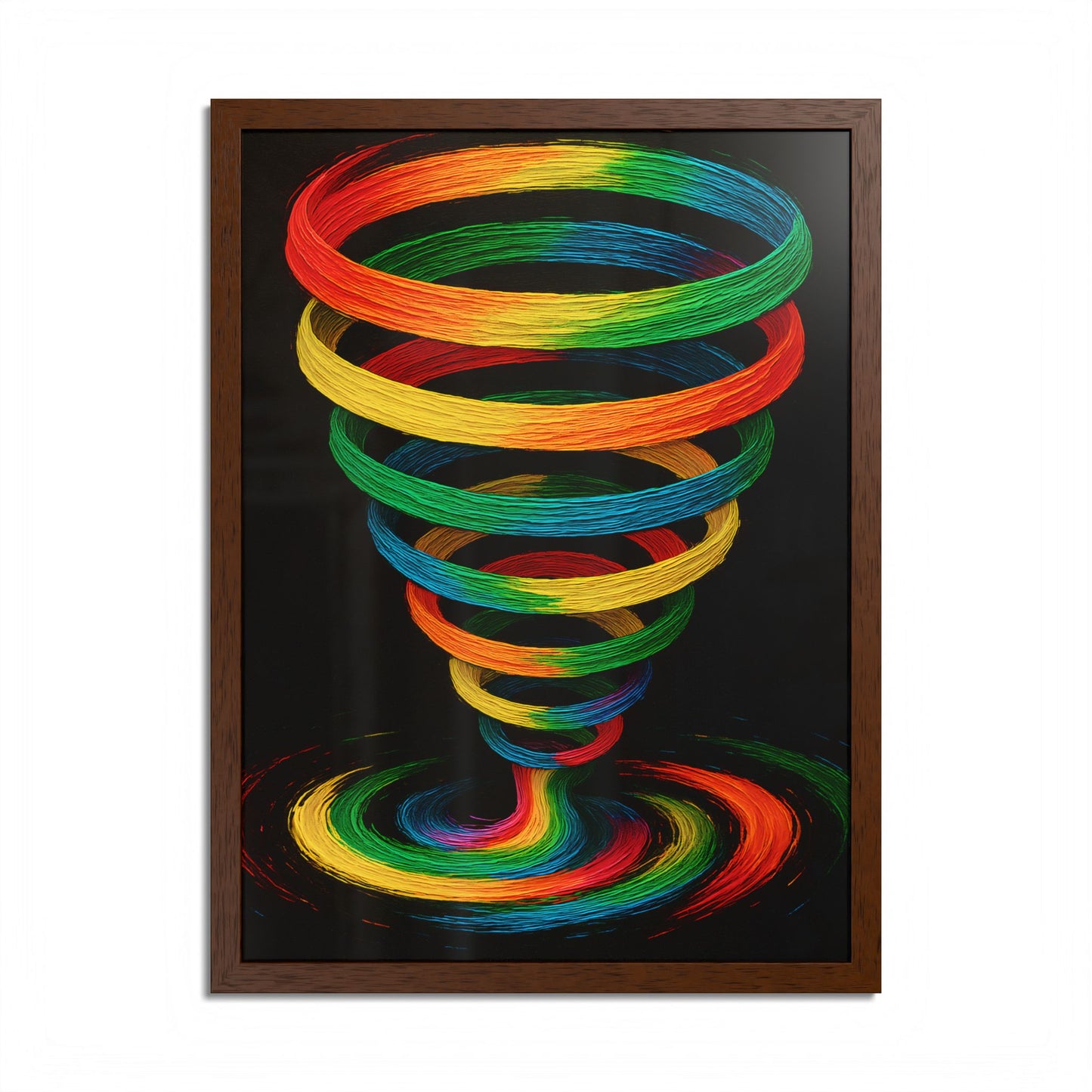 Vibrant Spiral Framed Wall Art - Cyclone Design