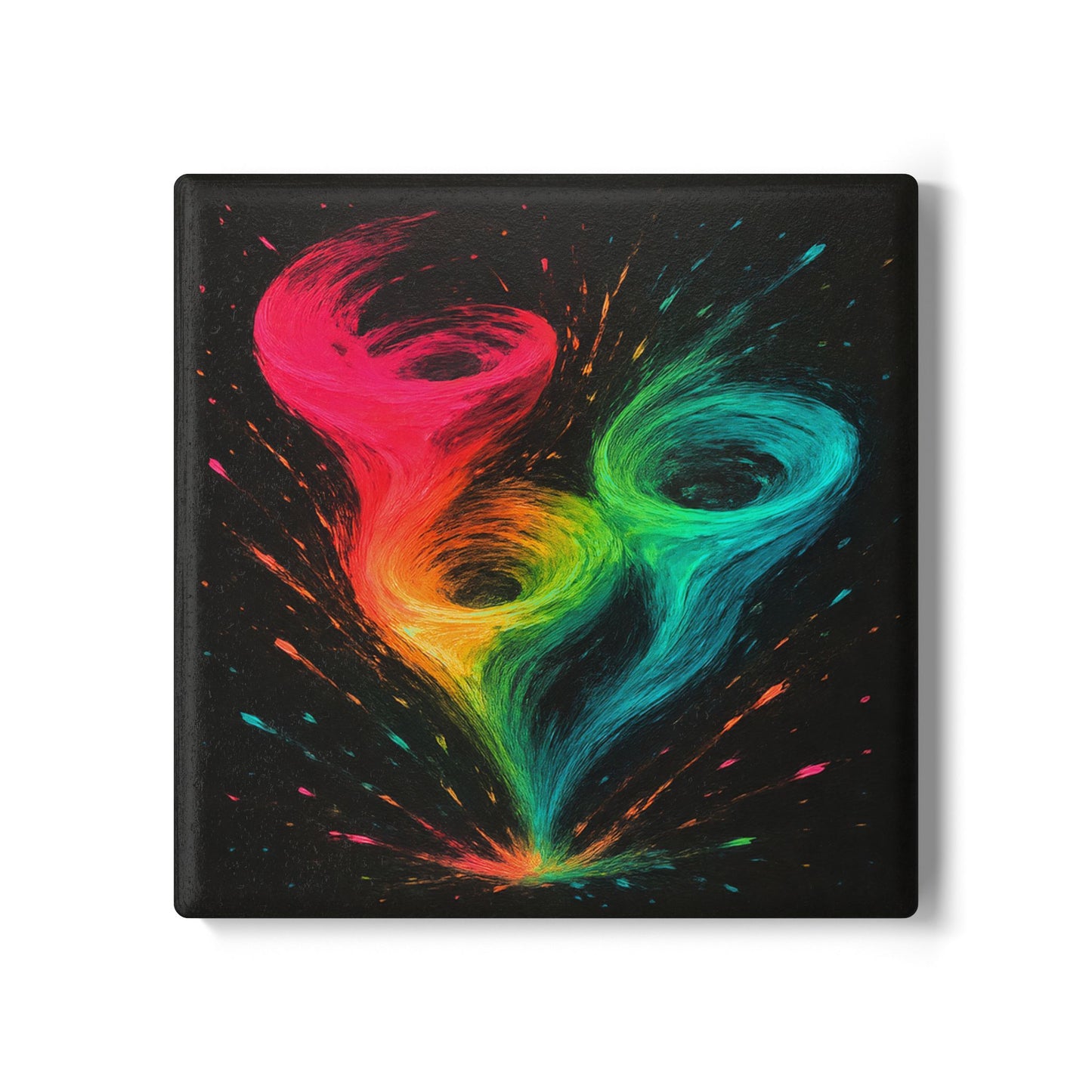 Vibrant Abstract Tornado Ceramic Coaster - Cyclone Design