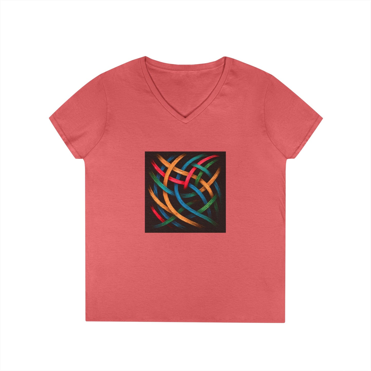 Chic Casual Wear V-Neck T-Shirt for Women - Weave Design