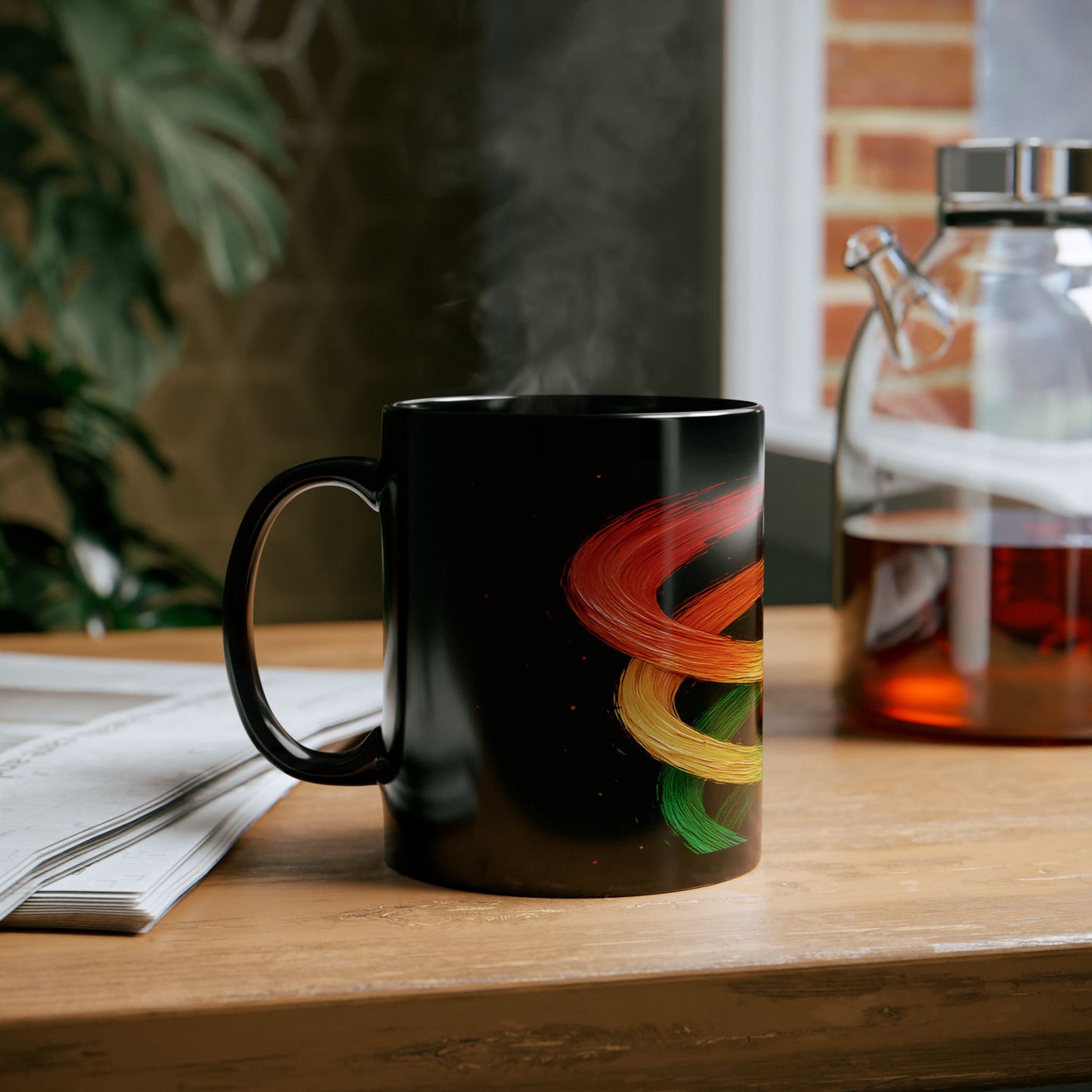 Colorful Swirl Black Mug - Cyclone Design