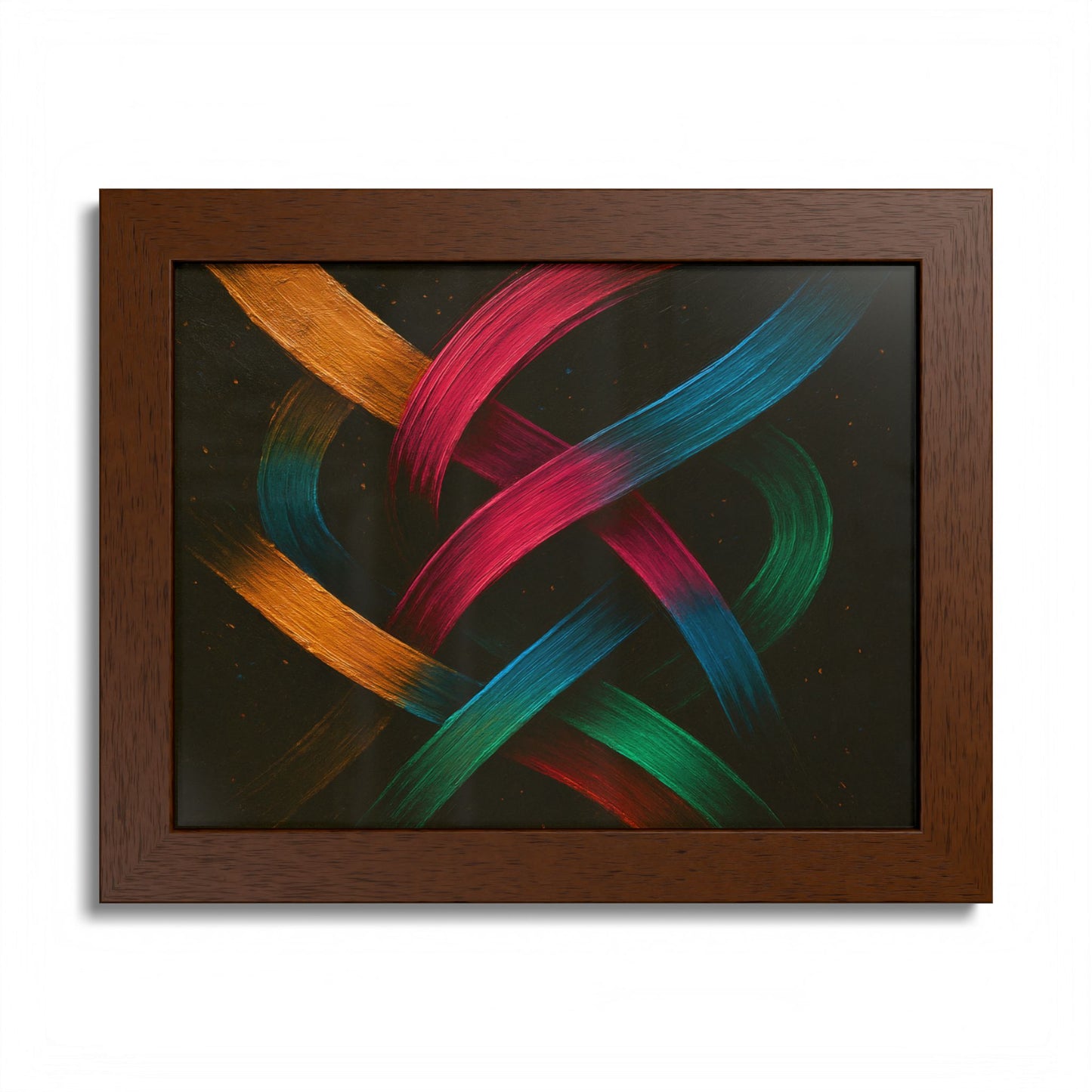Vibrant Wooden Framed  Gallery Wall Art - Weave Design