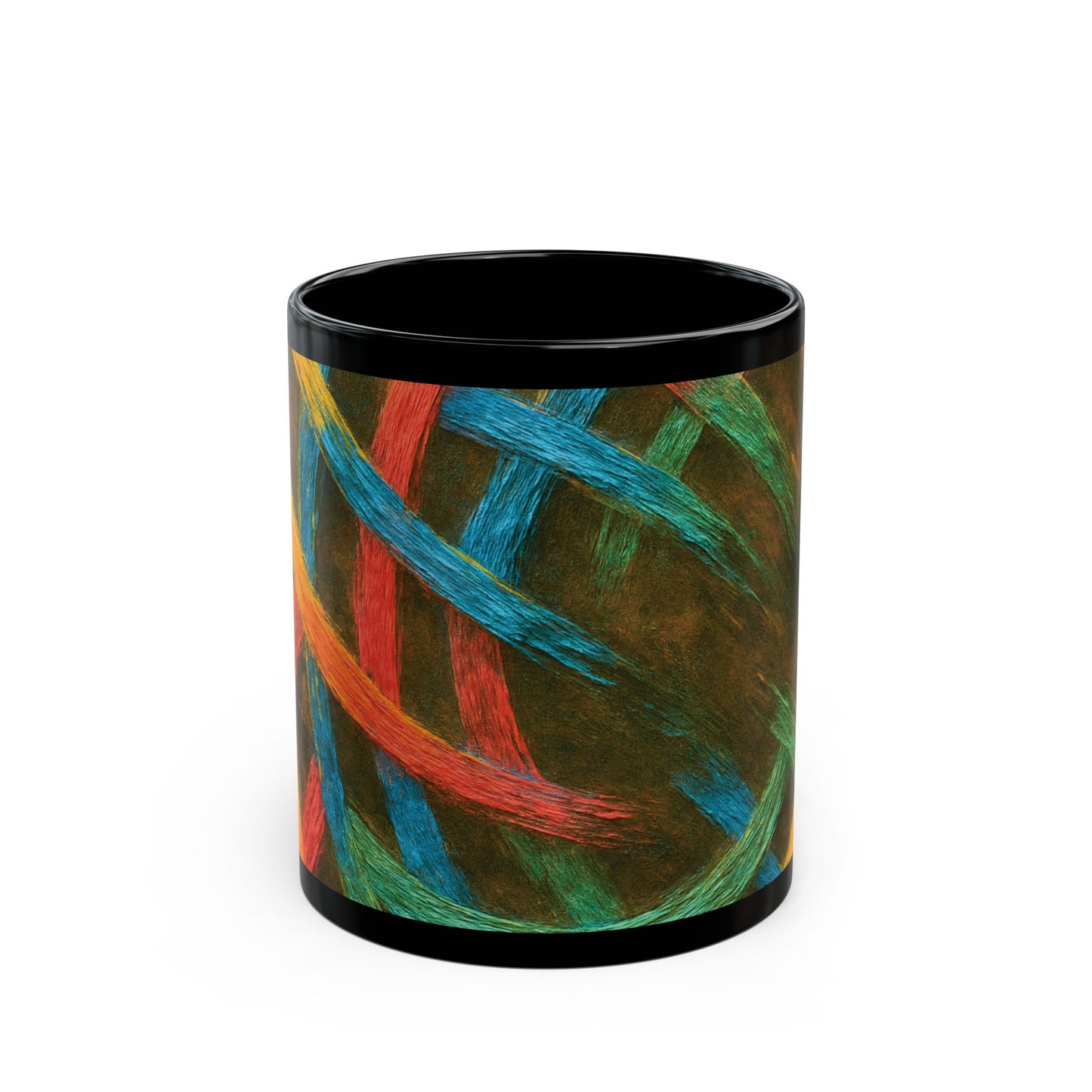 Vibrant Weave Design Black Mug (11oz, 15oz)