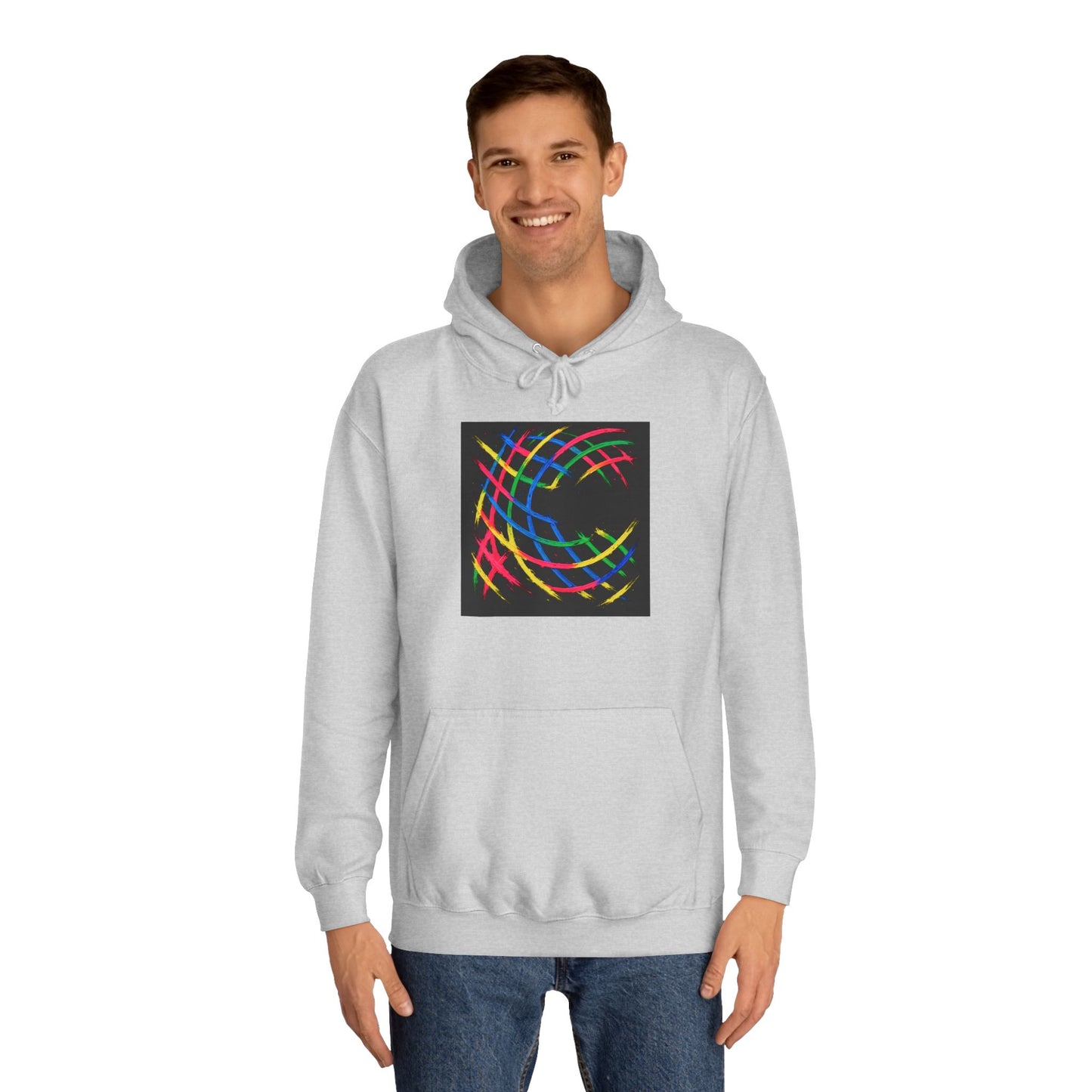 Vibrant Abstract Hooded Sweatshirt - Weave Design