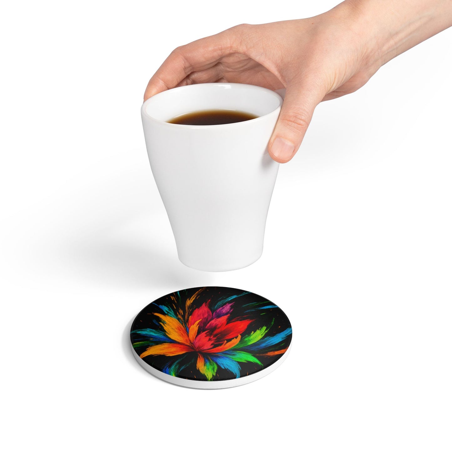 Vibrant Floral Ceramic Coaster - Melt Design
