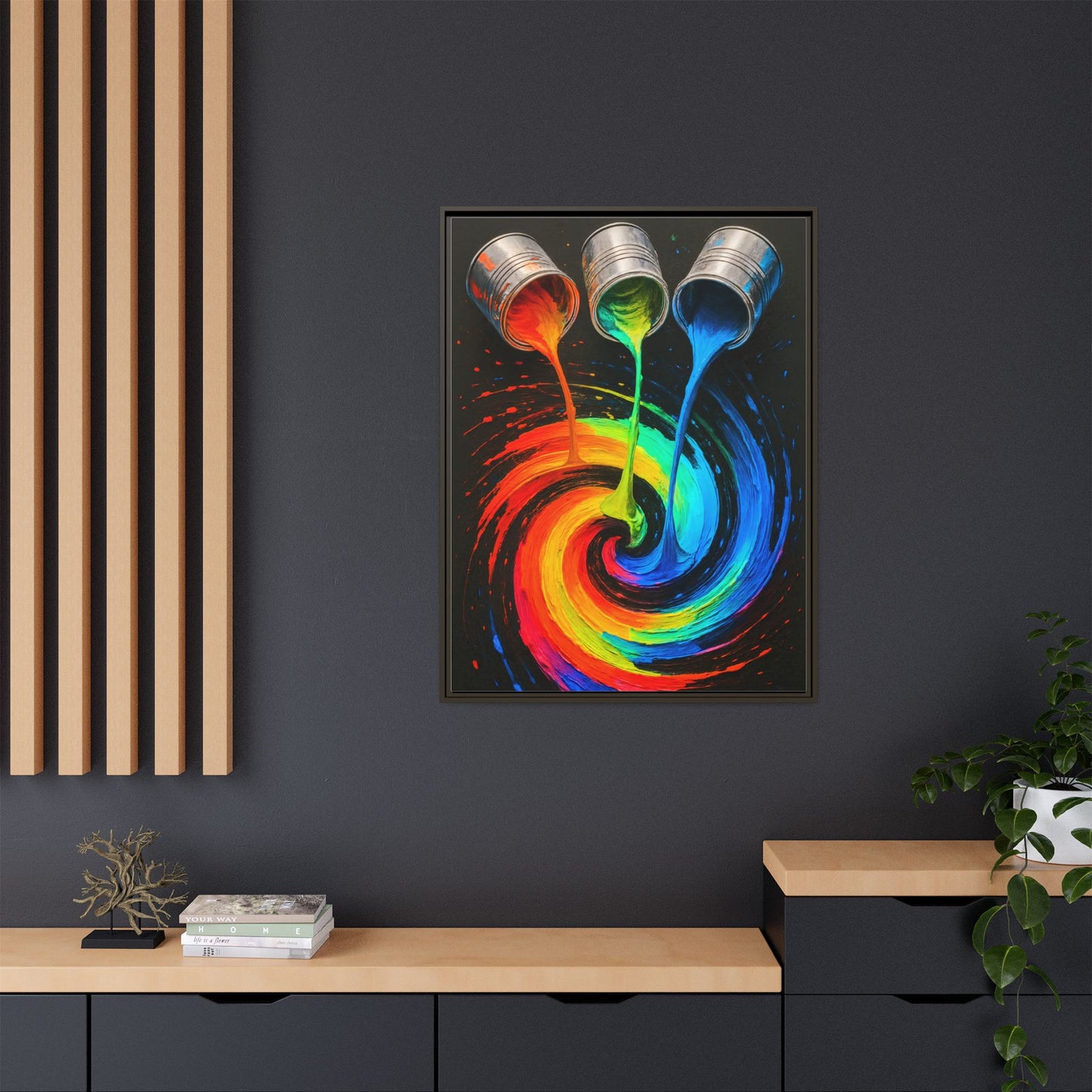 Colorful Abstract Wall Art Framed Canvas Print  - Melt Design