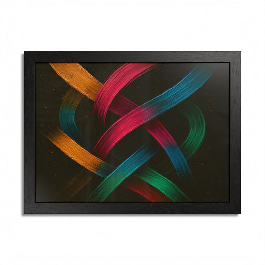 Vibrant Wooden Framed  Gallery Wall Art - Weave Design