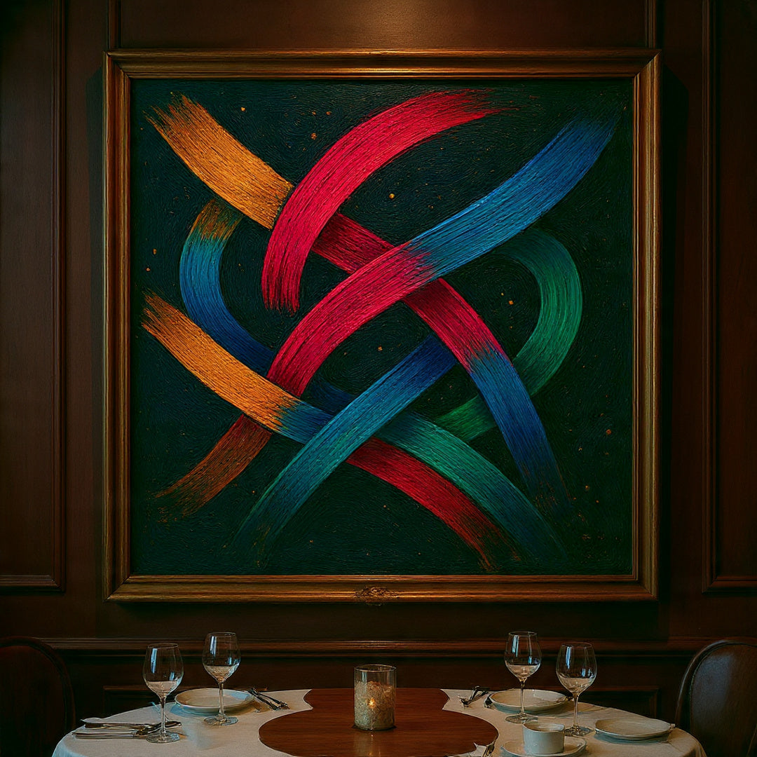 Vibrant Acrylic Triptych Wall Art -  Weave Design